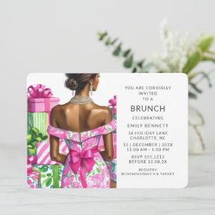 Pink Green Chic Brautparty Afrikanischer Amerikane Einladung