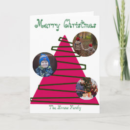 Pink & green Christmas tree Karte