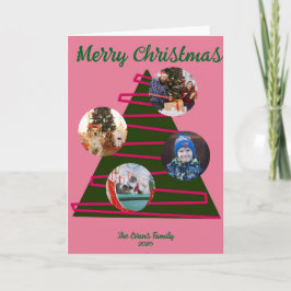 Pink & green Christmas tree Karte