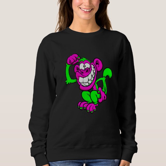 Pink Green Crazy Monkey Sweatshirt (Vorderseite)