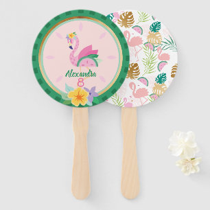 Pink Green Flamingo & Watermelon Tropical Birthday Fächer