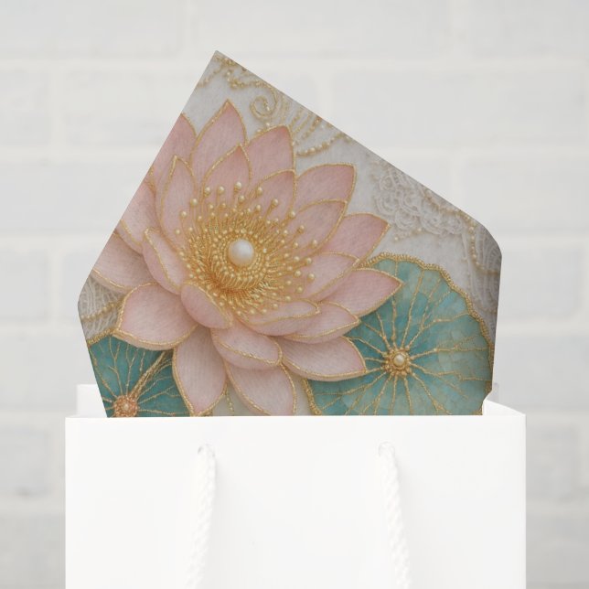 Pink & Green Floral Tissue Paper Seidenpapier (Geschenktüte)