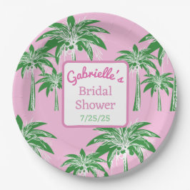 Pink & Green Font Palm Tree Bridal Shower Custom Pappteller