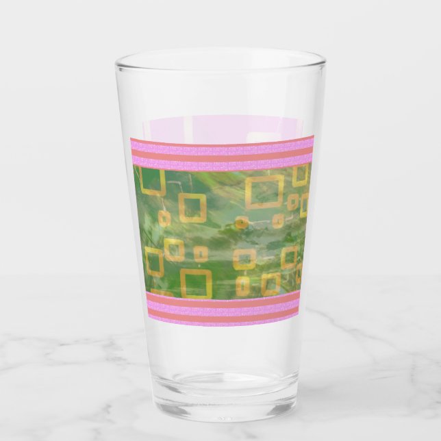 Pink Green Geometric Glass Cup Glas (Vorderseite)