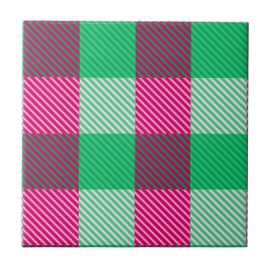 Pink Green Gingham Karo Design Fliese