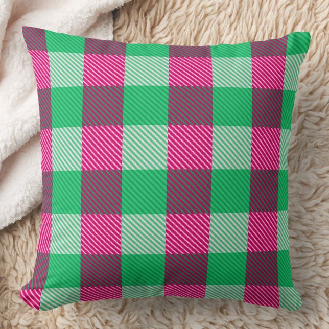Pink Green Gingham Karo Design Kissen (Von Creator hochgeladen)