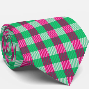 Pink Green Gingham Karo Design Krawatte