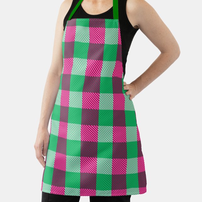 Pink Green Gingham Karo Design Schürze (Von Creator hochgeladen)