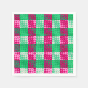 Pink Green Gingham Karo Design Serviette