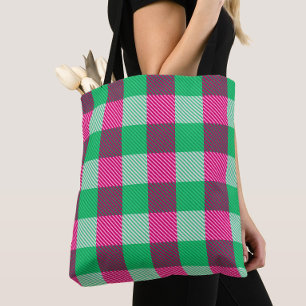 Pink Green Gingham Karo Design Tasche