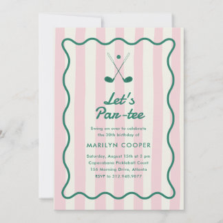 Pink + Green Golf 30. Geburtstag Party Einladung