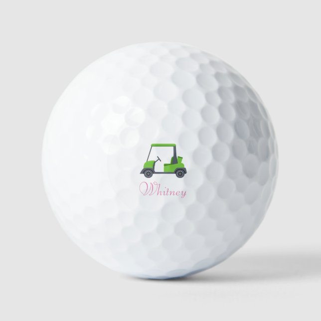 Pink Green Golf Cart Personalisiert lustig Golfball (Vorderseite)