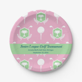 Pink & Green - Golf League Party Plate Pappteller