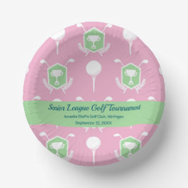 Pink & Green - Golf League Party Plate Pappteller