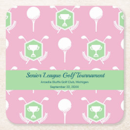 Pink & Green - Golf League Party Plate Rechteckiger Pappuntersetzer