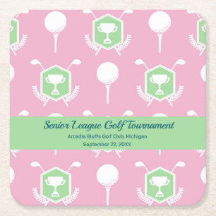 Pink & Green - Golf Liga Party Teller Rechteckiger Pappuntersetzer