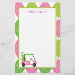 Pink & Green Golf Personalisiert Stationery