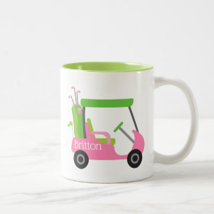Pink & Green Golf - personalisierte Umarmung Zweifarbige Tasse