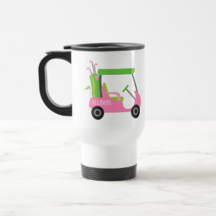 Pink & Green Golf Personnalisé Commuter Mug