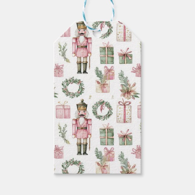 PINK & GREEN HOLIDAY NUTCRACKER FIGURES GESCHENKANHÄNGER (Vorderseite)