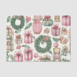 PINK & GREEN HOLIDAY NUTCRACKER FIGURES SEIDENPAPIER