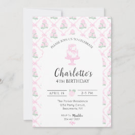 Pink & Green Hydrangea Trellis with Bows Einladung