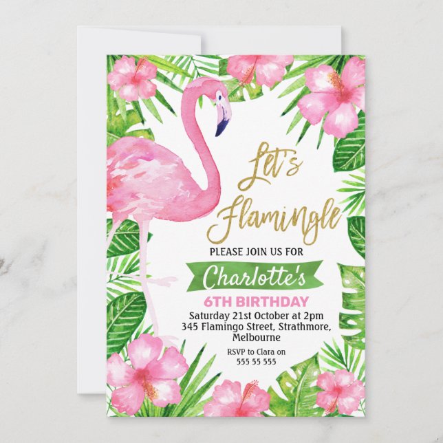 Pink Green Invitation d'anniversaire (Devant)