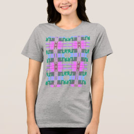 Pink Green Lavender Tribal Art kleine Fliesen Desi Tri-Blend Shirt