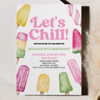 Pink Green Let's Chill Popsicle Birthday Party