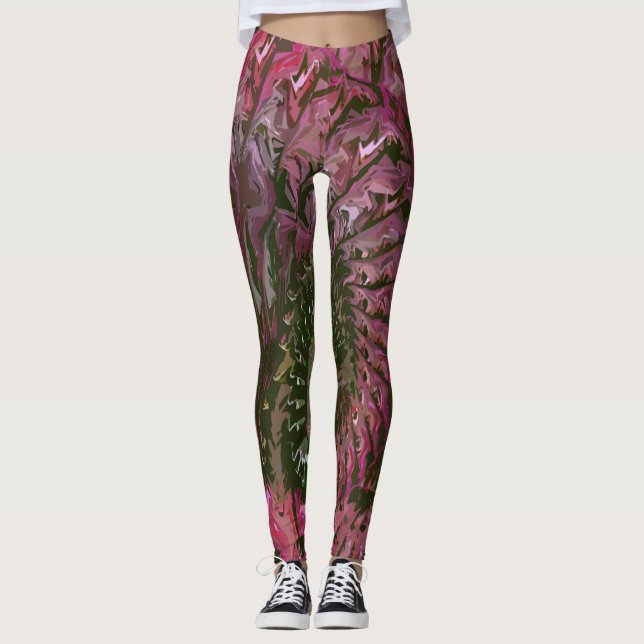 Pink Green Lt Fractal Art Leggings (Devant)