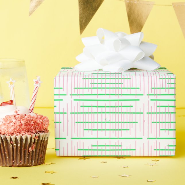 Pink Green Modern Kariert Wrapping Paper Geschenkpapier (Geburtstagsparty)