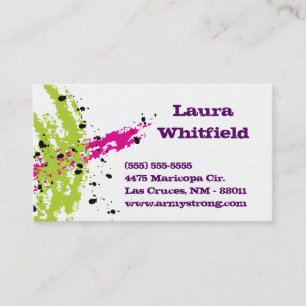 Pink Green Paint Splash Ink Splotter Business Card Visitenkarte