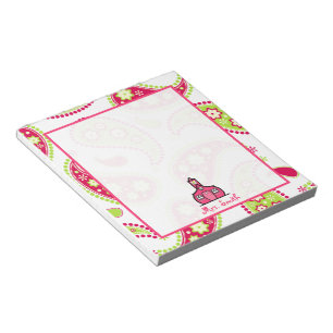 Pink & Green Paisley Lehrer Notepad Notizblock