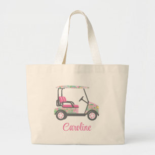 Pink & Green Palm Beach Golf Cart Personalisiert Jumbo Stoffbeutel