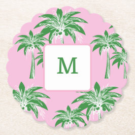 Pink Green Palm Tree Preppy Summer Shoogram Untersetzer