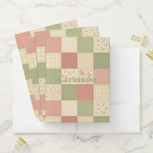 Pink Green Patchwork Quilt Rustikales Bauernhaus B