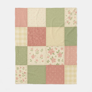 Pink Green Patchwork Quilt Rustikales Bauernhaus B Fleecedecke