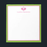 Pink Green Personalisiert Name Fun Pickleball Notizblock<br><div class="desc">Ein tolles Notizblock für Pickleball Liebhaber! Designfeatures überquerten Pickleball Paddles und Ihren benutzerdefinierten Text. Fügen Sie einen Namen,  ein Monogramm,  einen Clubnamen usw. hinzu. Ändern Sie einfach auch die Farben. Macht einen wirklich durchdachten Geburtstag oder ein Urlaubsgeschenk für Ihren Turnierpartner,  Coach oder jeden,  der vom phantastischen Pickleball besessen ist.</div>