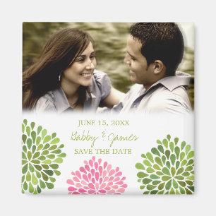 Pink Green Petals Save the Date Hochzeitsmagazin Magnet
