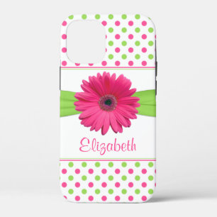 Pink Green Polka Dot Gerbera Daisy iPhone title_seo2