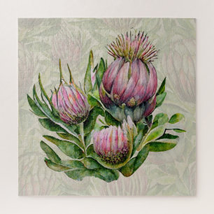 Pink & Green Protea Blume Muster