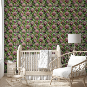 Pink & Green Protea Blume Muster Tapete