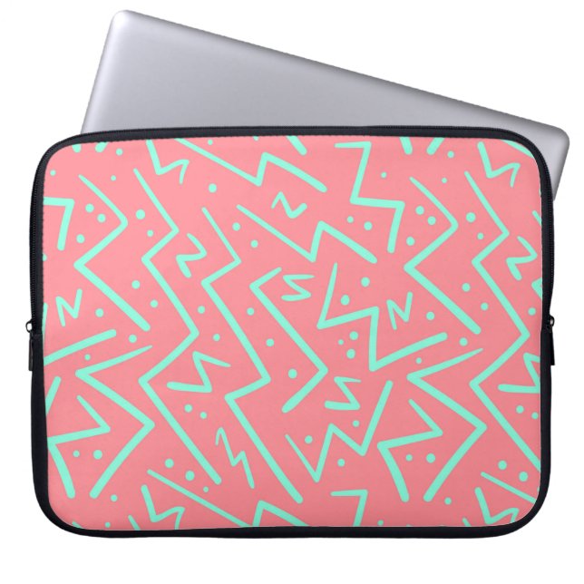 Pink & Green Retro Psychedelic Design Laptopschutzhülle (Vorderseite)