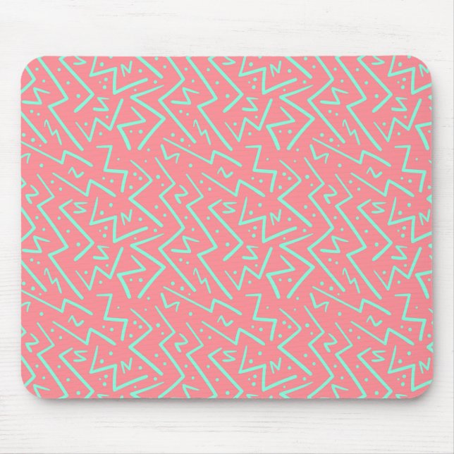 Pink & Green Retro Psychedelic Design Mousepad (Vorne)