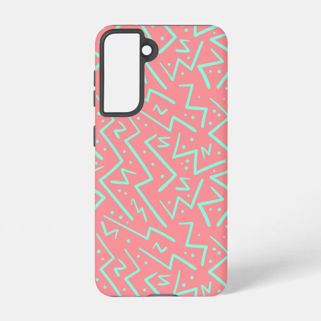 Pink & Green Retro Psychedelic Design Samsung Galaxy Hülle (Rückseite)