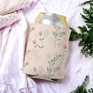 Pink Green Retro Y2K 70er Blume Muster Dosenkühler