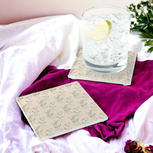 Pink Green Retro Y2K 70er Blume Muster Glasuntersetzer (Zazzle Pink Green Retro Y2K 70s Flower Pattern Glass Coaster)