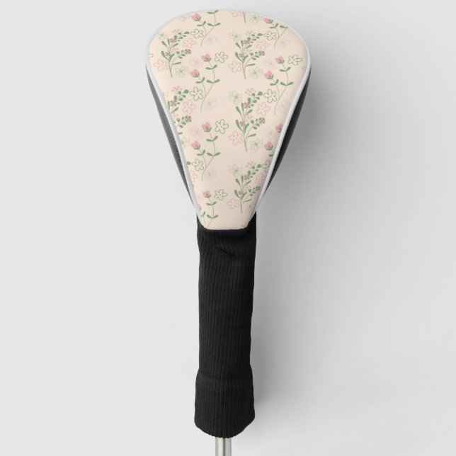 Pink Green Retro Y2K 70er Blume Muster Golf Headcover (Vorderseite)