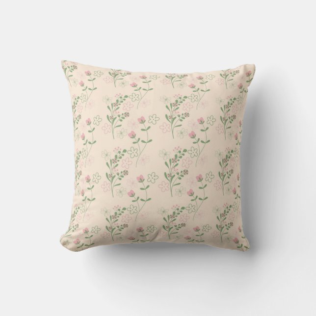 Pink Green Retro Y2K 70er Blume Muster Kissen (Vorderseite)