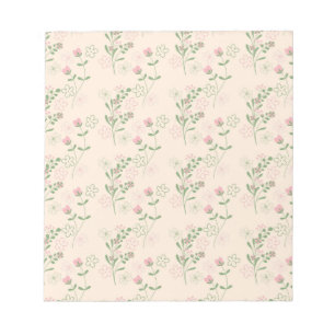 Pink Green Retro Y2K 70er Blume Muster Notizblock